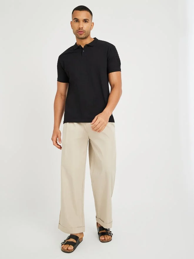 Styli Limited Solid Regular Fit Short Sleeve Polo T-Shirt